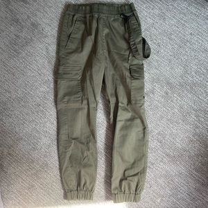 Military green cargo ankle banded pants